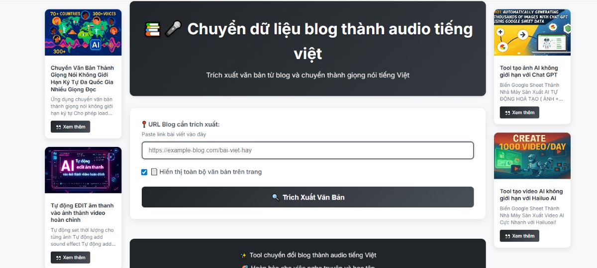 Chuyển dữ liệu văn bản blog thành audio podcast
